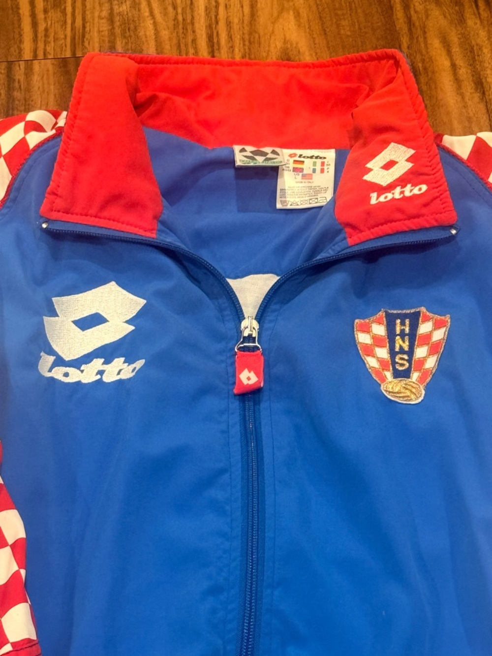 Vintage 90's Lotto Croatia Football Jacket Soccer Mens Full Zip Rare Large - Picture 2 of 14
